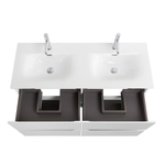 Тумба с раковиной подвесная BelBagno UNO-1200-4C-SO-BO Bianco Opaco, раковина белая BB-8099-120-2 с 2-я чашами