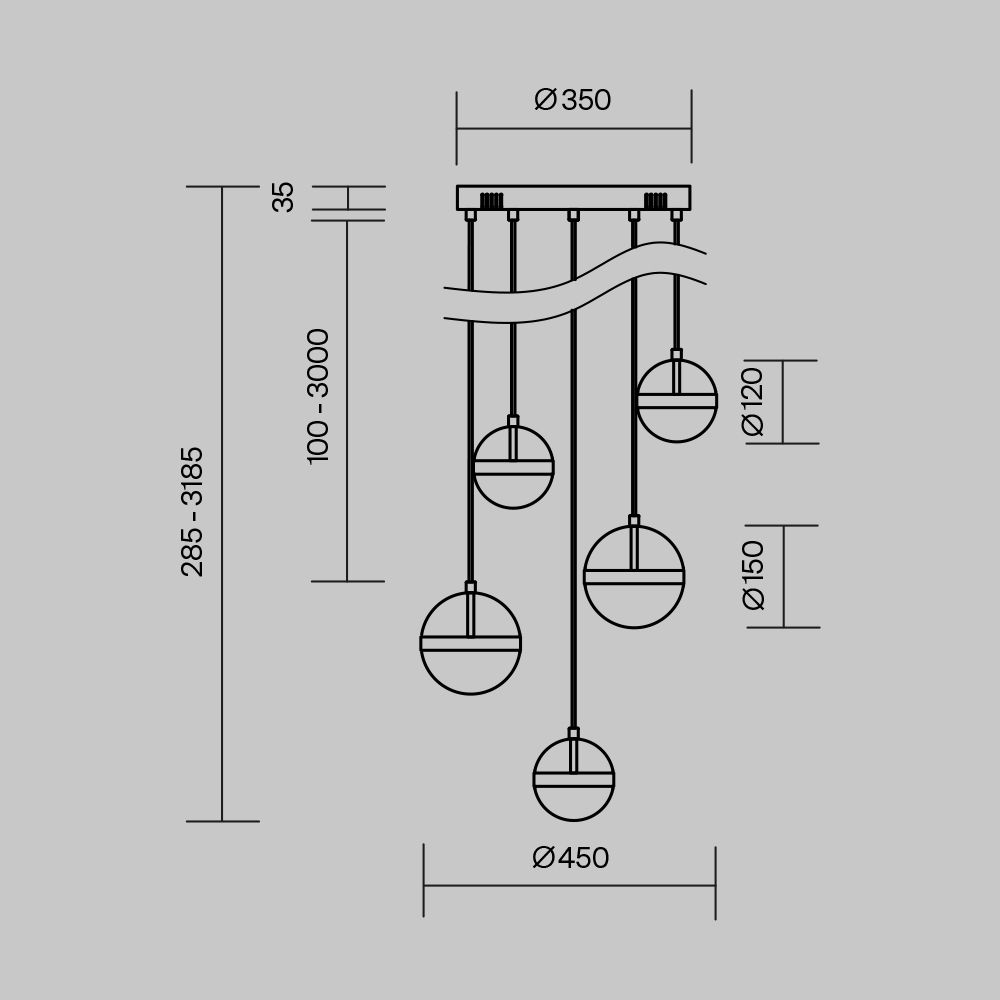 Люстра подвесная светодиодная Maytoni   MOD295PL-L60BBS3K