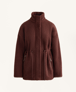 Oysho Куртка из искусственной овчины с регулируемой талией, бордовый