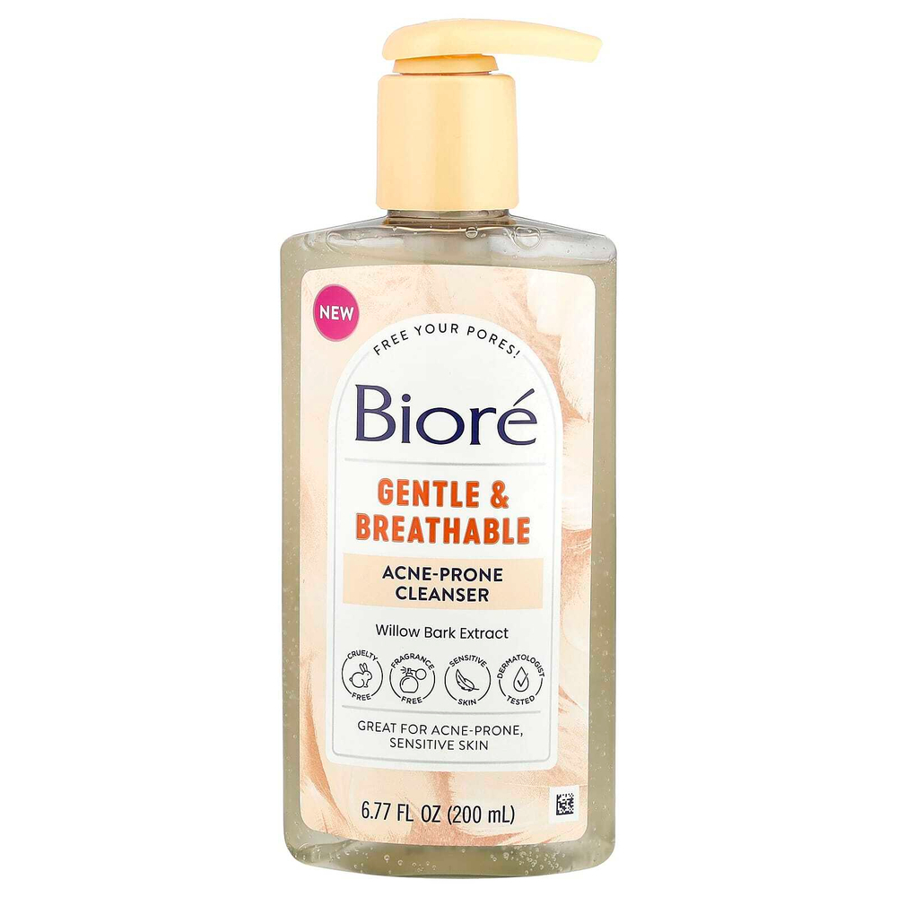 Biore, Gentle & Breathable, очищающее средство против акне, без отдушек, 200 мл (6,77 жидк. Унции)