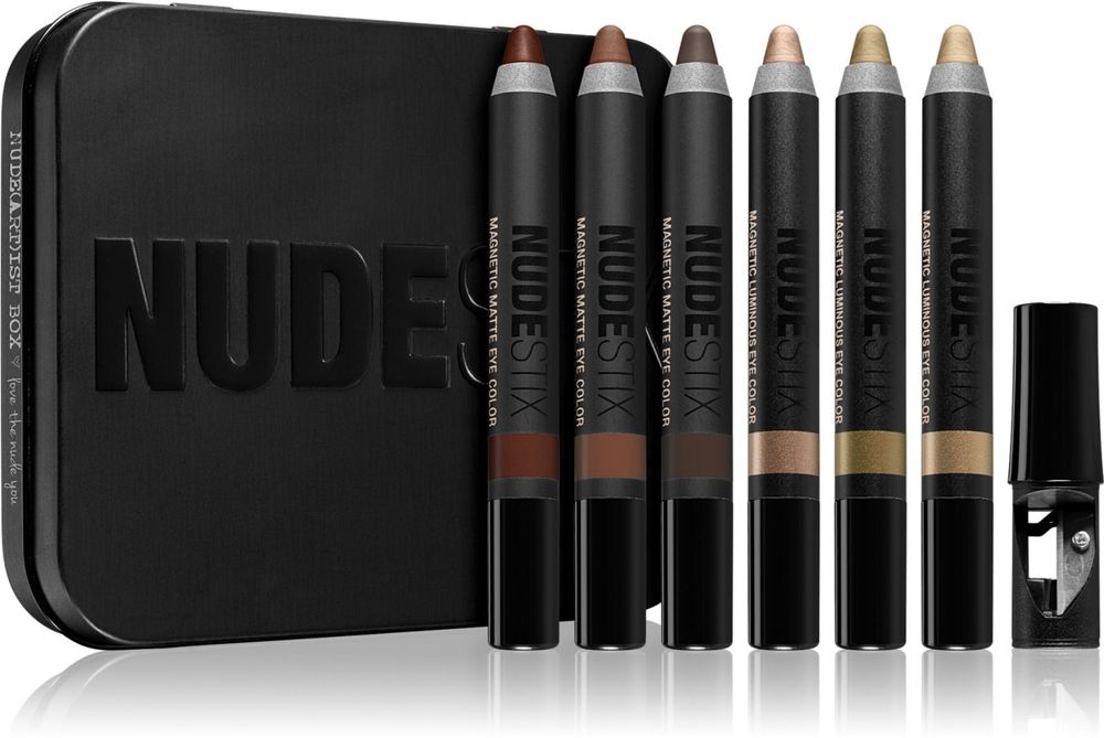 Nudestix Magnetic Lighting (Queen Olive, Lilith, Bright Eyes) versatile pencil for the eye area 3 x 2,8 g + Magnetic Matte (Hot Stone, G-Baby, Slate) versatile pencil for the eye area 3 x 2,8 g Kit Nude Earth
