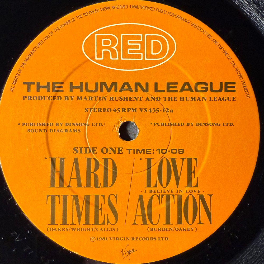 The Human League ‎– Hard Times / Love Action (Англия 1981г.) 12", 45 RPM