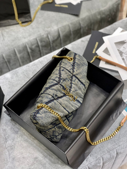 Saint Laurent Loulou Puffer Denim Bag 23 cm
