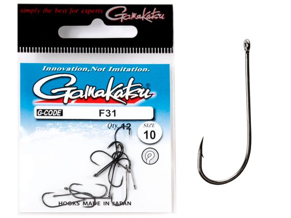 Крючки Gamakatsu F31 NEW LABEL HOOKS BLACK разм. 10 12шт.