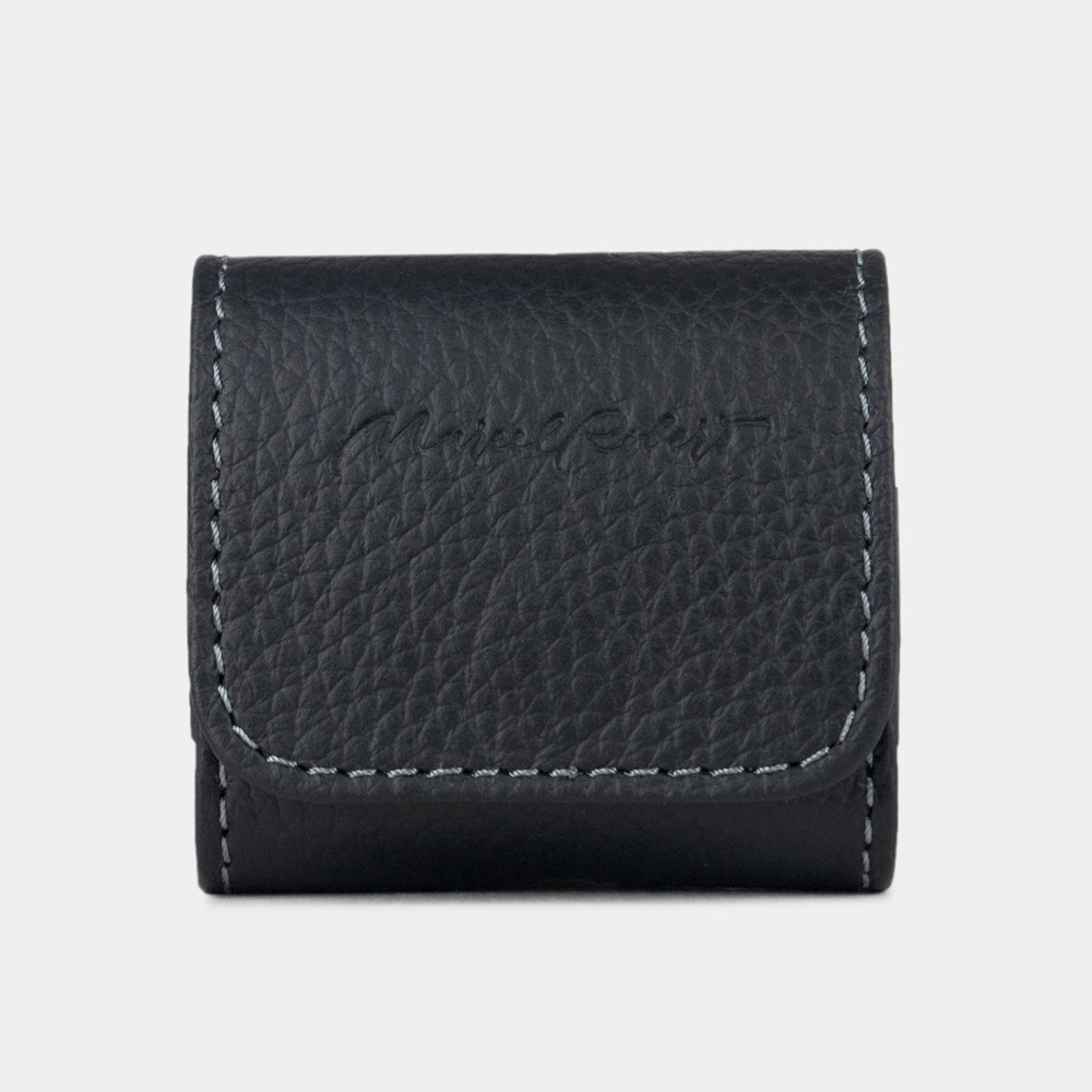 Чехол для наушников AirPods 4 из кожи теленка, черного цвета