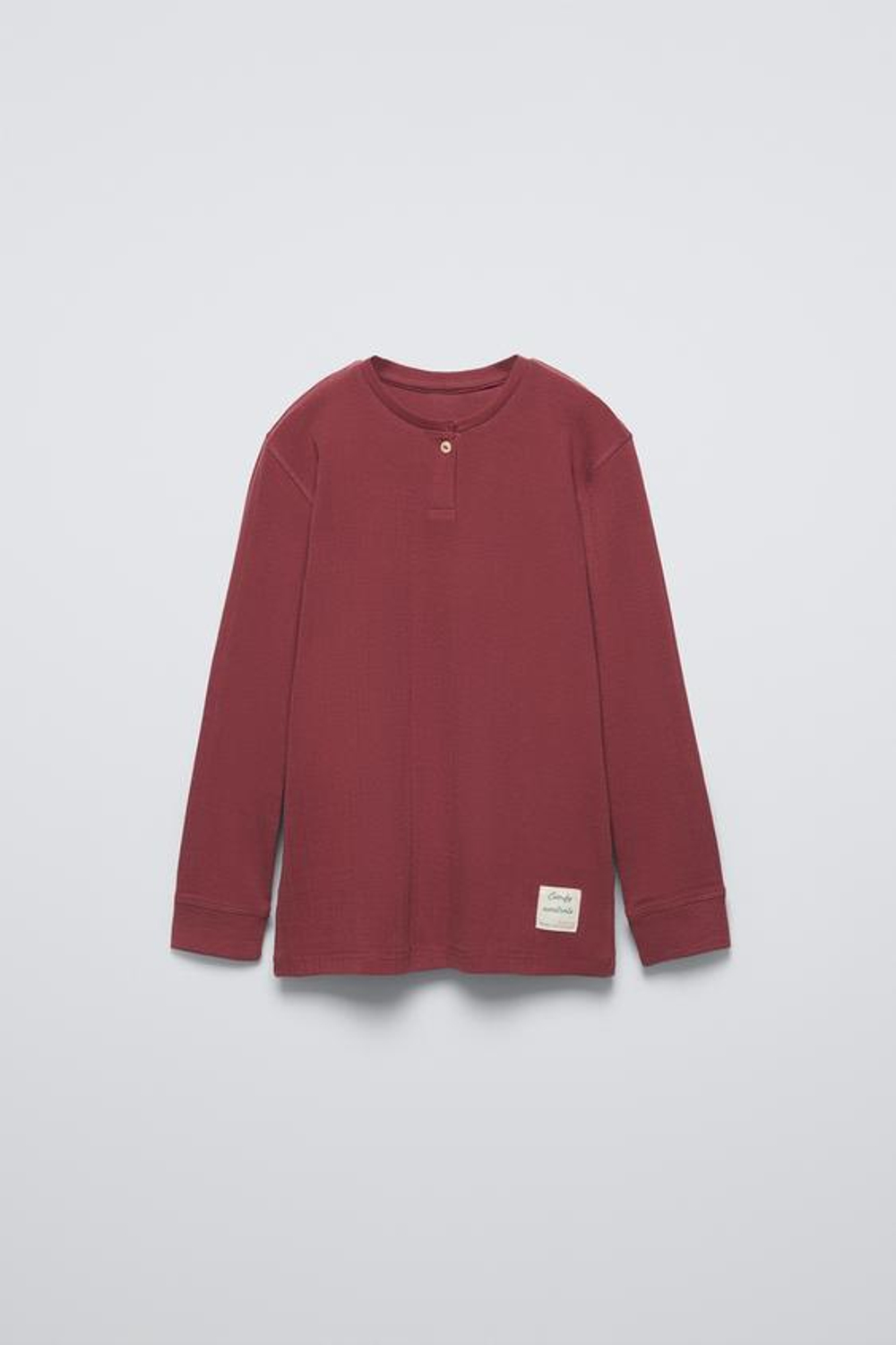 ZARA ОДНОТОННАЯ ПИЖАМА С ВОРОТНИКОМ И ПУГОВИЦАМИ, БОРДОВЫЙ