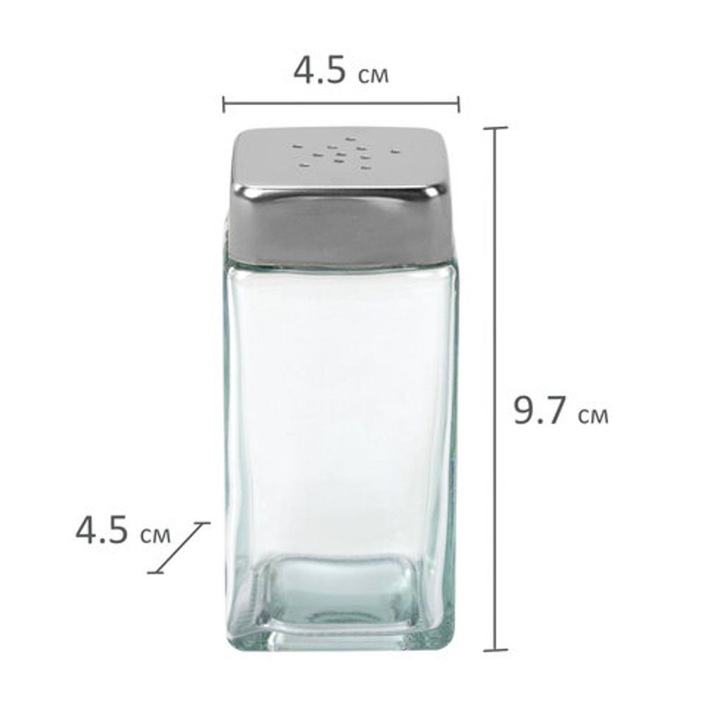 Набор для специй 2х120 мл, MAXI, солонка + перечница, стекло/сталь, квадратные, WEGLA (ВЕГЛА), 700231