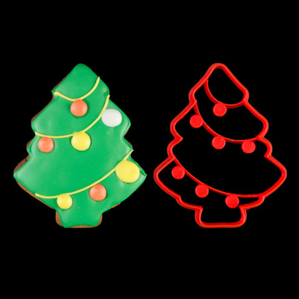 Вырубка для пряника с оттиском "Елка" мини пластик, 9 см