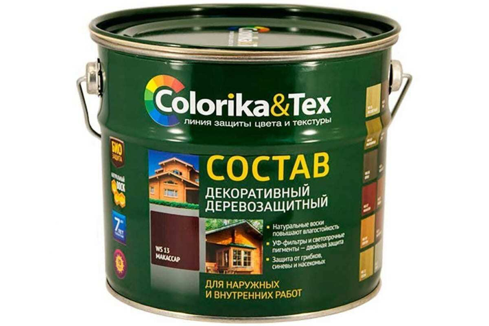 СОСТАВ ДЕРЕВОЗАЩИТ. COLORIKA&TEX ДЕКОРАТ ПАЛИСАНДР WS06 2,7Л