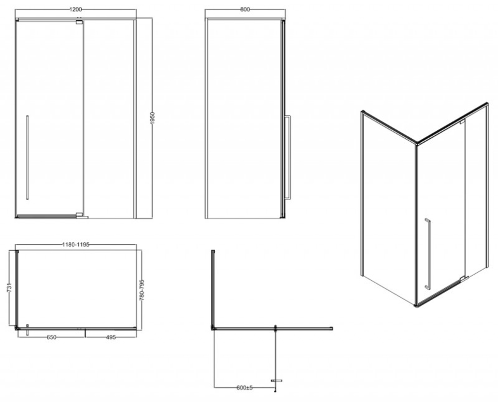 Ограждение душевое ESBANO ESA-128PS-C 120x80x195