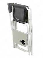 Кресло раскладное Nisus с откидывающим столиком.140кг, карман (алюм. д25) зеленый ромб/серый (N-DC-95200T-K-GG)