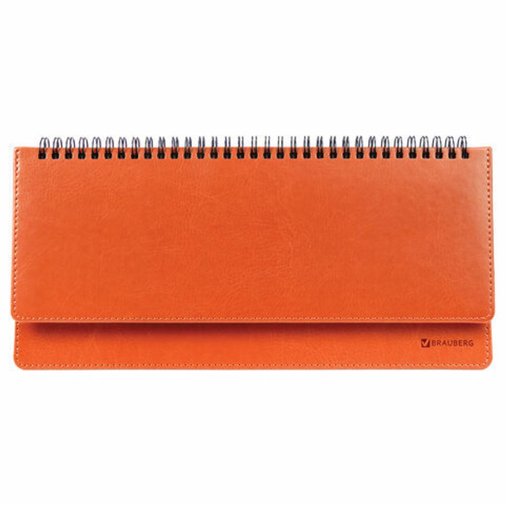 Планинг настольный недатированный (305x140 мм) BRAUBERG "Rainbow", кожзам, 60 л., оранжевый, 111701