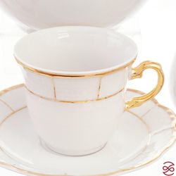Кофейный сервиз Thun Менуэт Обводка золото 6 персон 17 предметов