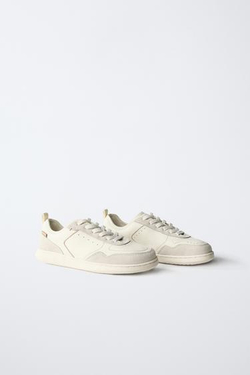 ZARA КОЖАНЫЕ КРОССОВКИ BAREFOOT, ЭКРЮ