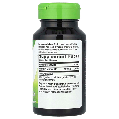 Nature's Way, рибофлавин, витамин B2, 100 мг, 100 капсул