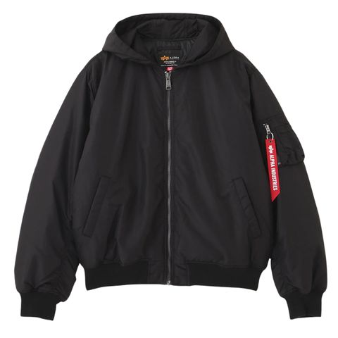 Бомбер Alpha Industries Logo L-2B Hooded Hunter Black (Черный)