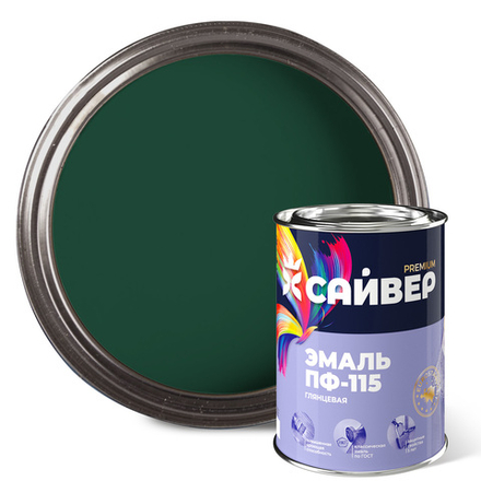 САЙВЕР  Эмаль ПФ-115 Изумрудная 0,8кг ГОСТ 6465-76