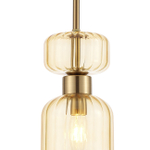 Подвесной светильник 1x60Вт E14, металл/стекло, античная медь/янтарный