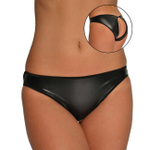 Кожаные контактные трусики с открытой областью ягодиц (46) (Цвет: черный)