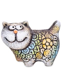 KK-143 Фигурка «Кот-Цветочный» шамот