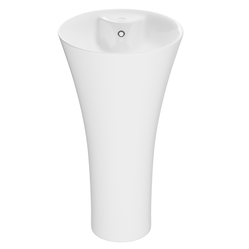 Умывальник-моноблок GRAND WAVE 455*455*870 ш*г*в, с хром переливом, белый, круг