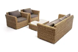 "Капучино" лаунж-зона из искусственного ротанга (гиацинт), цвет соломенный