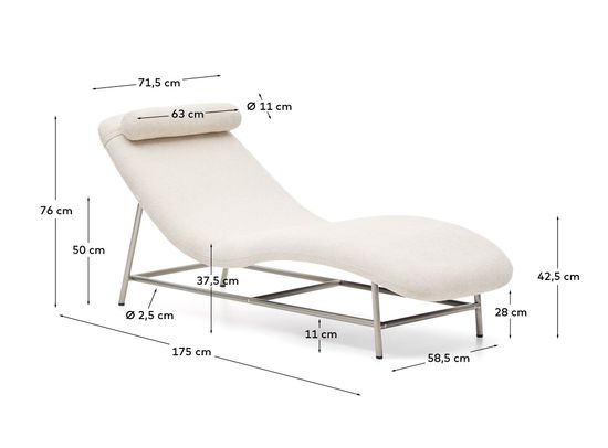 Кушетка Osla из бежевого шенилла с ножками из стали