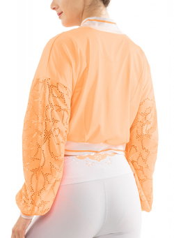 Женская Кофта теннисная Lucky in Love Eyelet Go Lace Cropped Bomber Jacket Women - Оранжевый