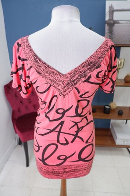 Джемпер коралловый с принтом 46 размер