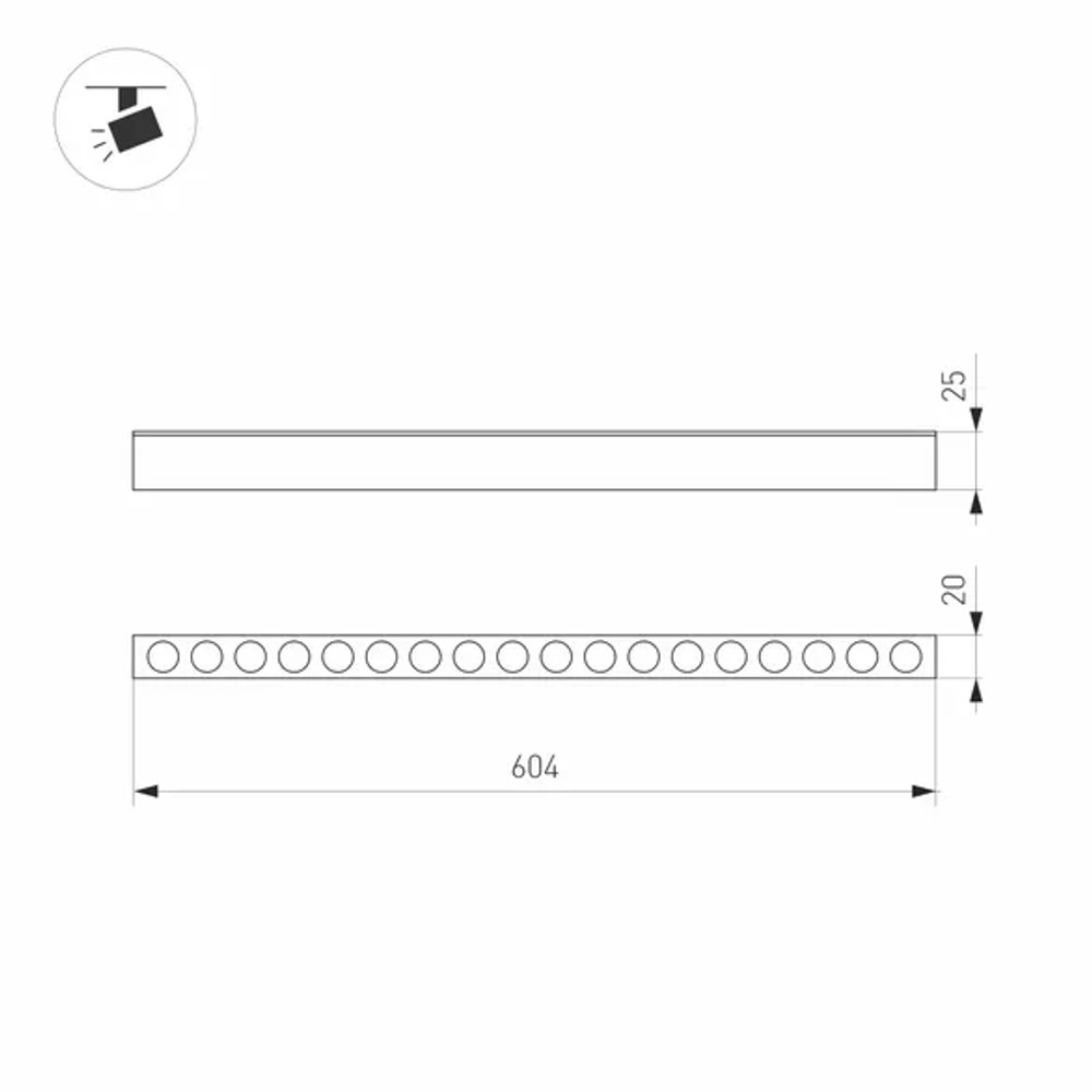 Светильник MAG-DOTS-25-L600-18W Warm3000 (BK, 30 deg, 24V, DALI) (Arlight, IP20 Металл, 5 лет) 046327