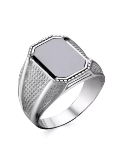 Серебряная печатка с черным агатом