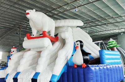 Наземный надувной аквапарк «Морское царство 3» с фигурой пингвина 23*23*6 м