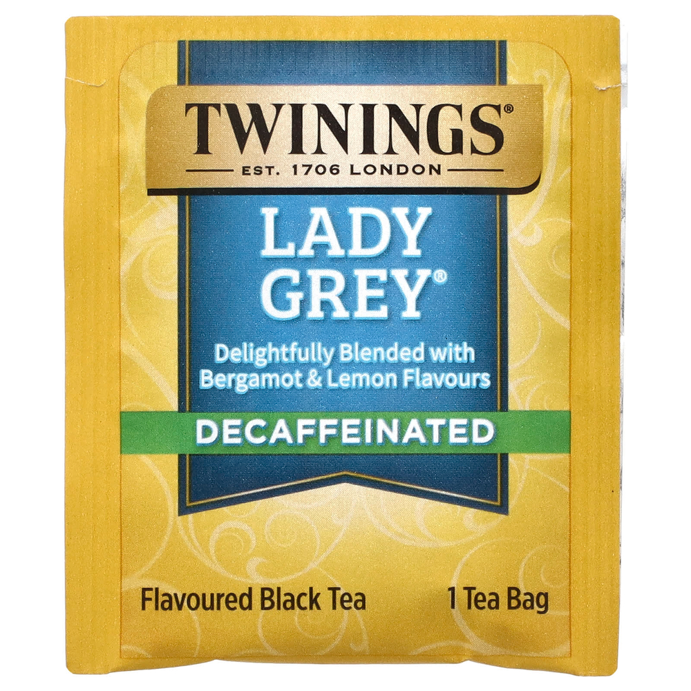 Twinings, Леди Грей®, ароматизированный черный чай, без кофеина, 20 чайных пакетиков, 40 г (1,41 унции)
