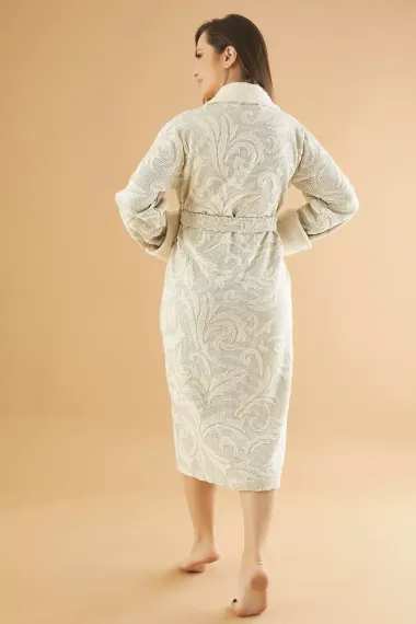 Халат женский махровый 4240 кремовый  NUSA