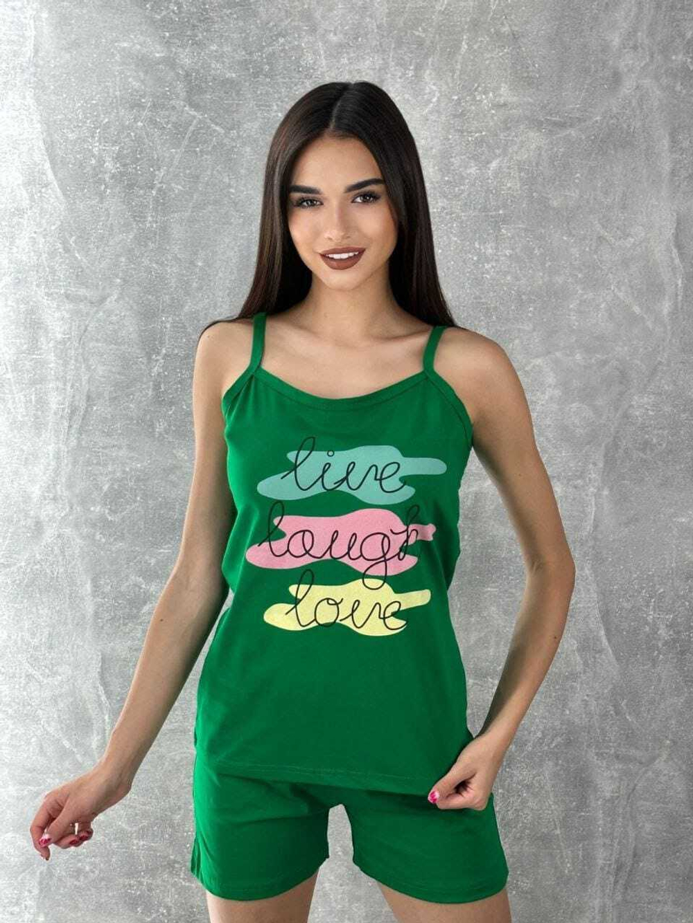 Пижама х/б шорты+майка на бретели УшМтб002