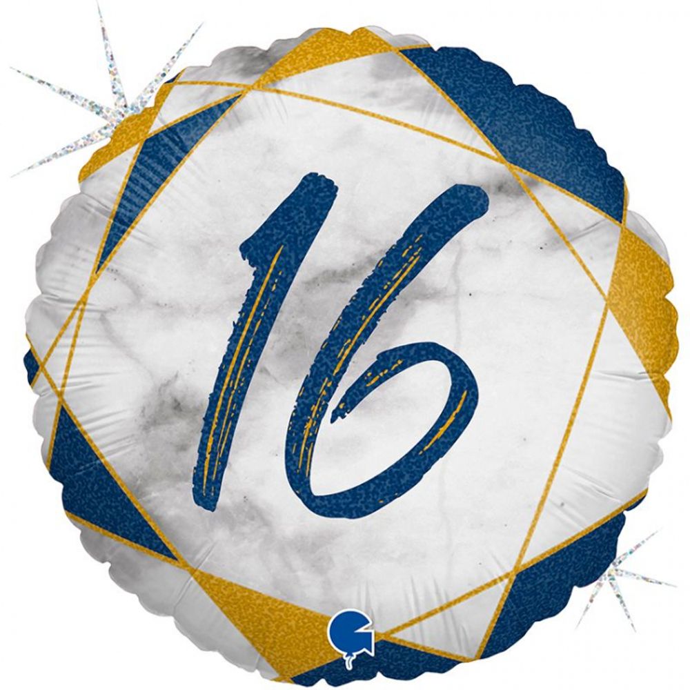 Круг 18&quot; Цифра 16, мрамор синий  Gr