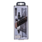 Готовальня 7 пред:циркуль металлич, грифели, ластик, 4 линейки, пласт.футляр