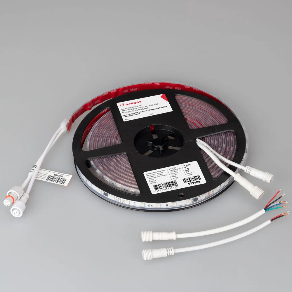 Светодиодная лента герметичная DMX-PFS-B60-12mm 24V RGB-PX6 (14 W/m, IP68, 5060, 5m) (Arlight, -) 039608