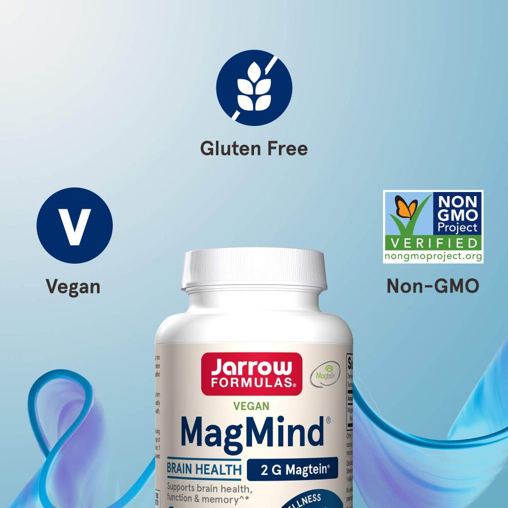 Jarrow Formulas, MagMind® для веганов, добавка для здоровья мозга, 90 растительных капсул (48 мг в 1 капсуле)