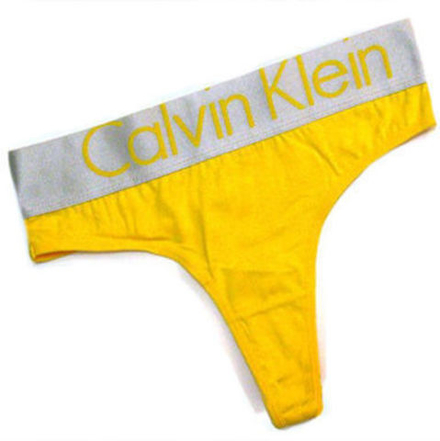 Женские трусы стринги стальной пояс Calvin Klein Women String Yellow