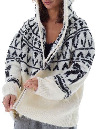 Молочный свитер на молнии с капюшоном