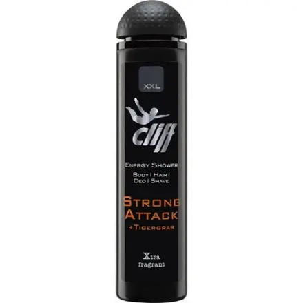 CLIFF 4в1 Мужской Гель для душа-Шампунь-Део-Бритьё STRONG ATTACK, 300 мл