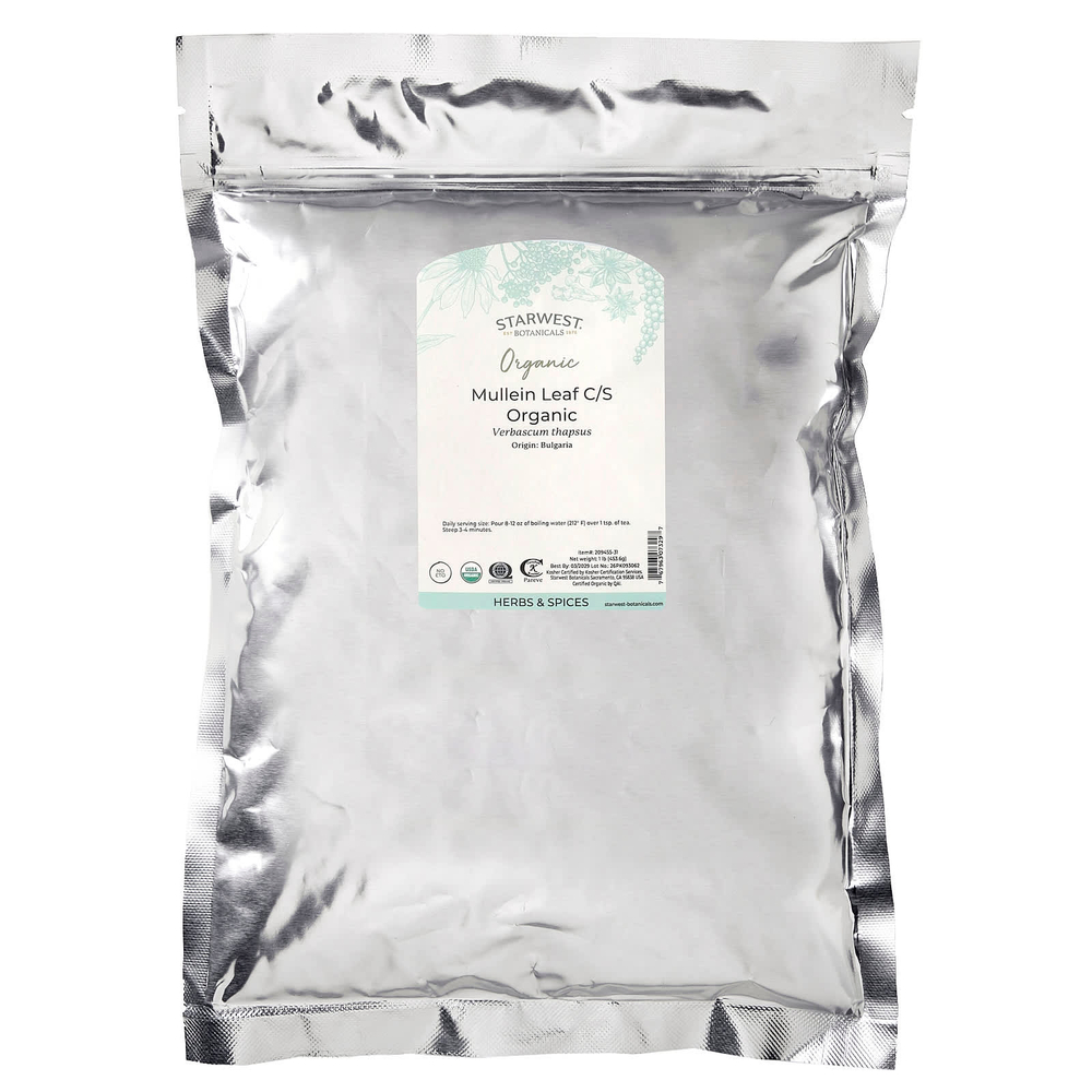 Starwest Botanicals, органические листья коровяка, нарезанные и просеянные, 453,6 г (1 фунт)
