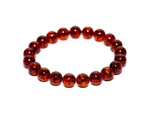 Браслет из янтаря натурального мужской/женский, диаметр 10 мм.