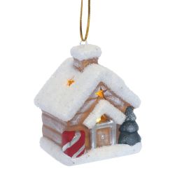 GAEM Украшение новогоднее "Домик" с подсветкой (LR44 2 шт), L6,5 W5,5 H8 см, 3в.