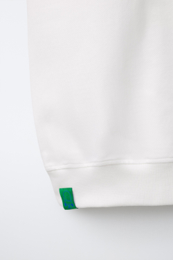 ZARA ФУТБОЛКА С ЛОГОТИПОМ, ЖЕЛТОВАТО-БЕЛЫЙ