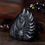 Подвеска Талисман Огненная лиса Хитрость и Обаяние натуральный обсидиан О-59