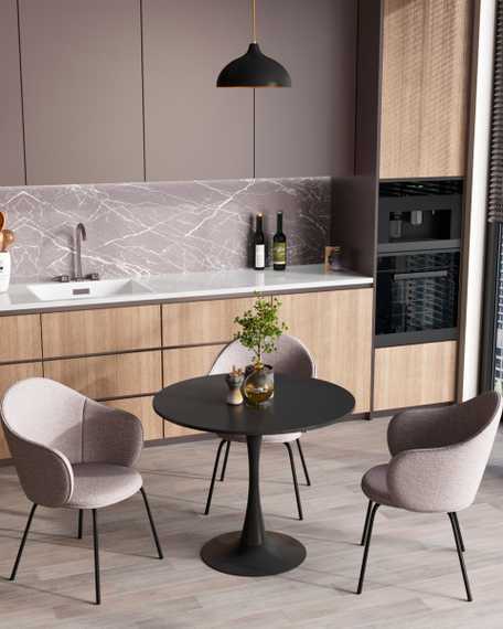 обеденный Tulip D90 черный столешница МДФ ножка металл