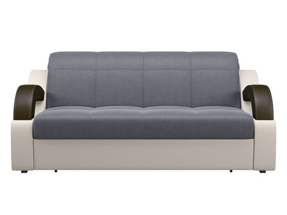 Диван Мадрид 1,2 - Велютто/Velutto  32 серый/беж кожзам/ коричневая накладка