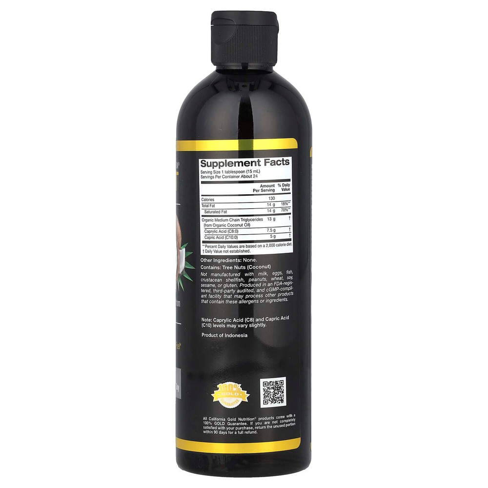 California Gold Nutrition, Sport, органическое масло MCT, без добавок, 355 мл (12 жидк. унций)